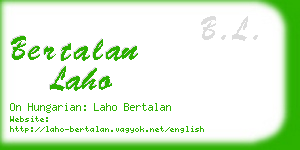 bertalan laho business card
